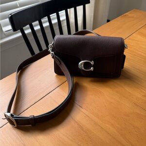 Coach Brown/Silver Pebbled Leather Tabby Mini Bag